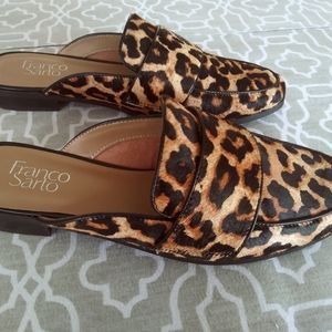 Franco Sarto cheetah print leather mule size 9